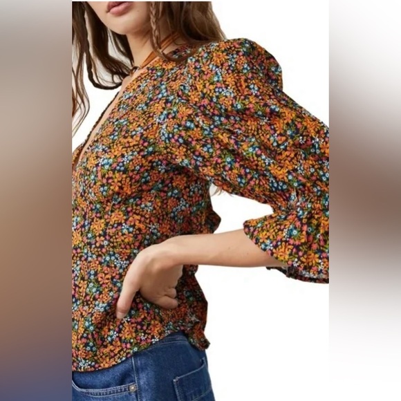 Free People I Found You Printed Top in Size Large - Picture 2 of 15